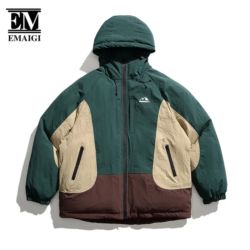 

Winter Men Cityboy Streetwear Fashion Loose Casual Outdoor Padded Cotton Jacket Parkas Women Waterproof Warm Hooded Coat