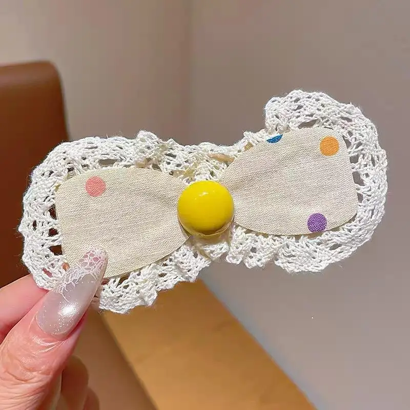 2 Stück koreanische Spitzenaufkleber, Haarspangen zum Sortieren von kaputten Haaren, Mädchen Lolita Blumenschleife, Baby-Pony-Sticker, Kinder-Haaraccessoires – Detail 8