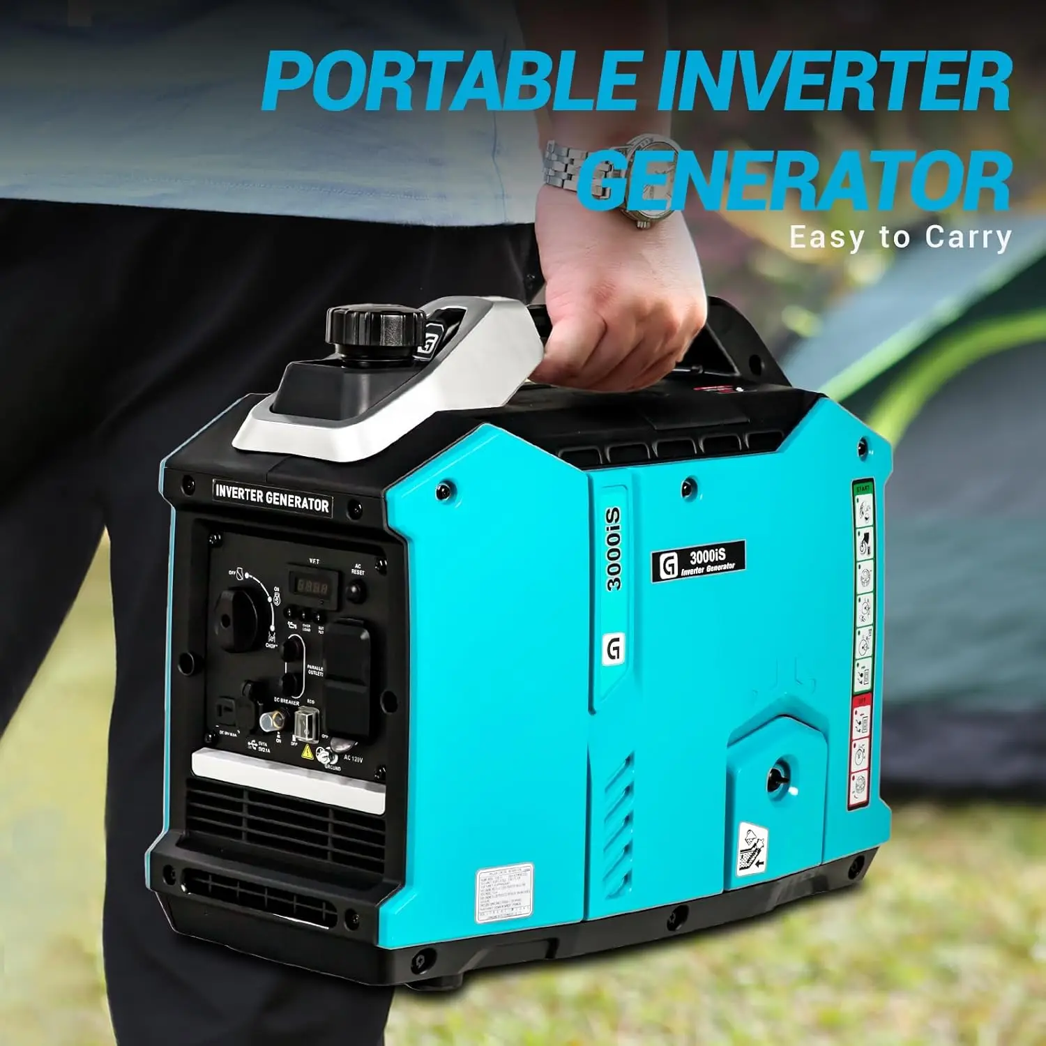 

3000W Portable Inverter Generator, Gas Powered for Camping, Tailgating, Home Emergency Use, RVs - Outdoor Power Equipment