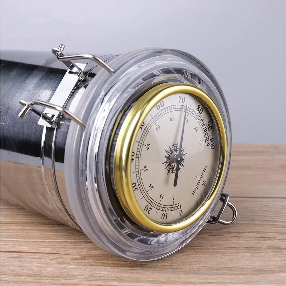 Cigarette and cigar Moisturizer with Hygrometer, Stainless Steel, Coffee Bean Storage Jar