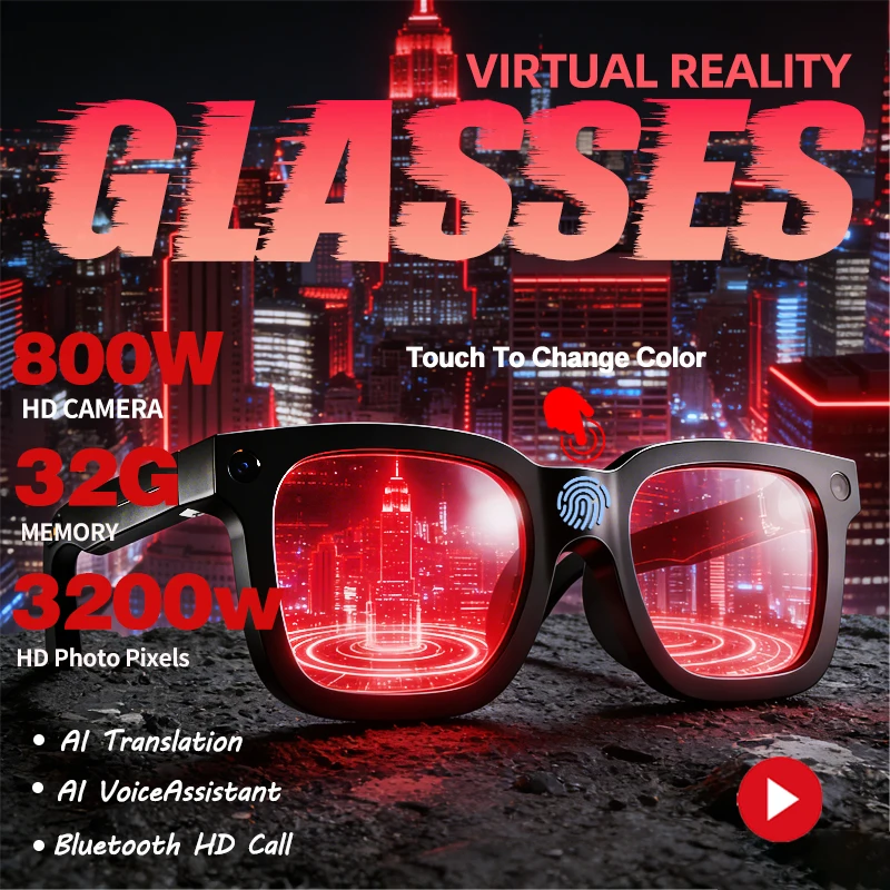 

New Smart Glasses 800W HD Camera 1080P HDvideo Recording AI Voice Assistant Wireless Call Long Battery Life Smart Camera Glasses