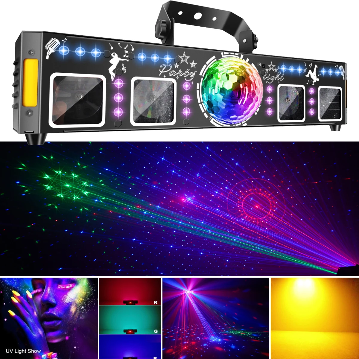15 Colors Mode RGB+UV 1 Year Warranty Party Light Spot Disco Laser Light Strobe Magic Ball LED Party DJ Lights For KTV Party