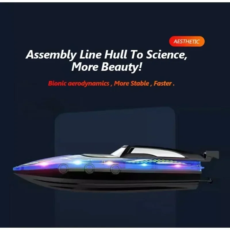 Barco de Control Remoto Eléctrico a Prueba de Agua con Luces LED de Colores para Actividades al Aire Libre, RC a Prueba de Agua para Niños