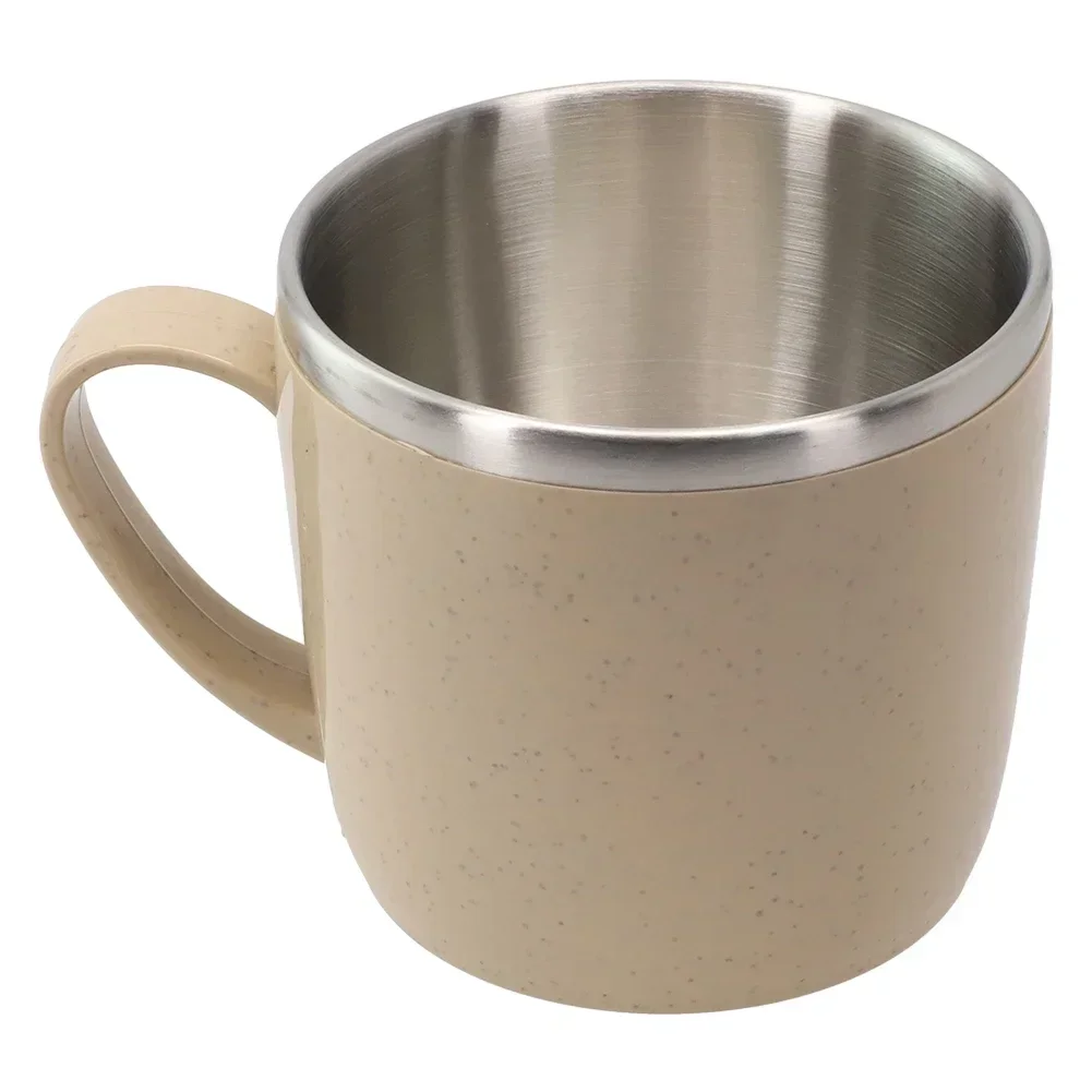 Double Wall Cup 304 Stainless Steel + PP Material Heat Resistant Tea Drink Cups Healthy Drink Mug Anti-Scalding Coffee Cups