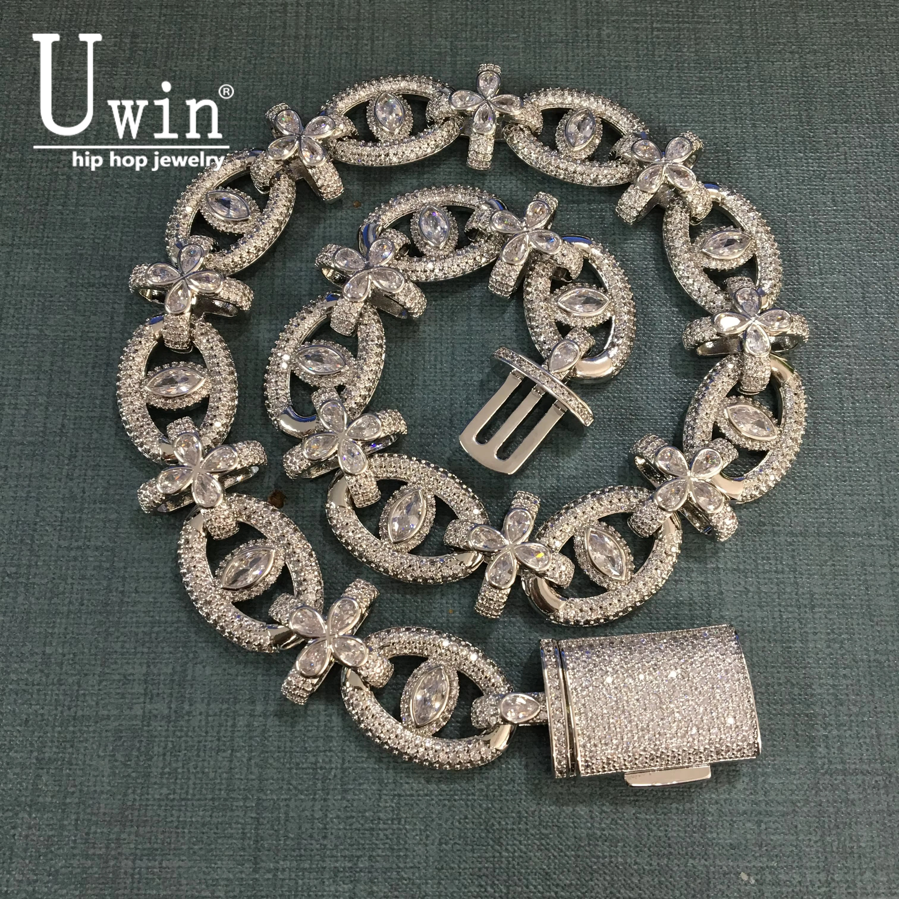 

Мужское ожерелье Uwin Marquise Flower: роскошный чокер с полным покрытием из фианитов, блестящее украшение