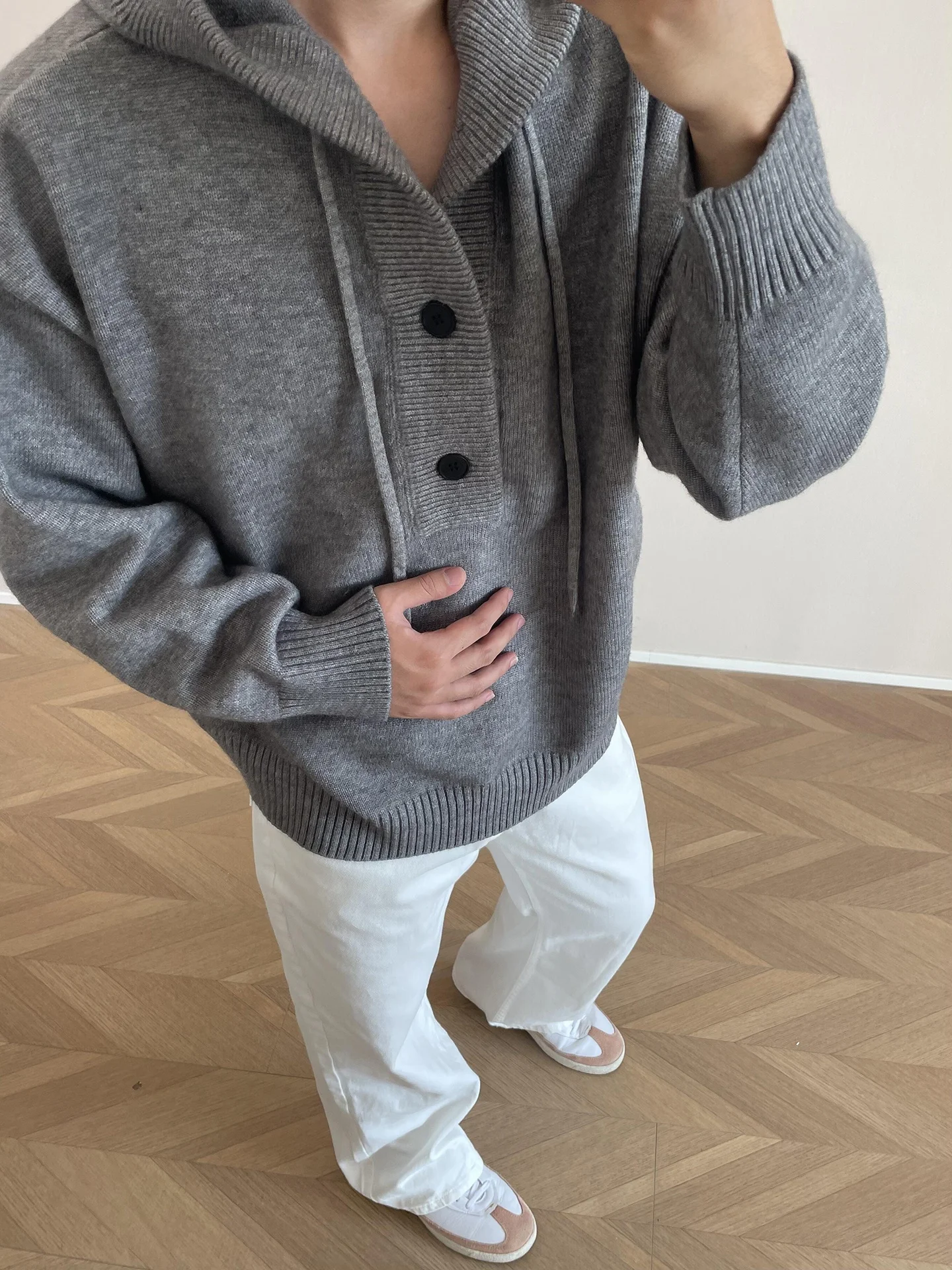 

Deep ey Knitted Hoodie Men's American Sle Loose Fit Sweatirt Cleanfit Knitwear Outerwear Autumn Season Casual Faion