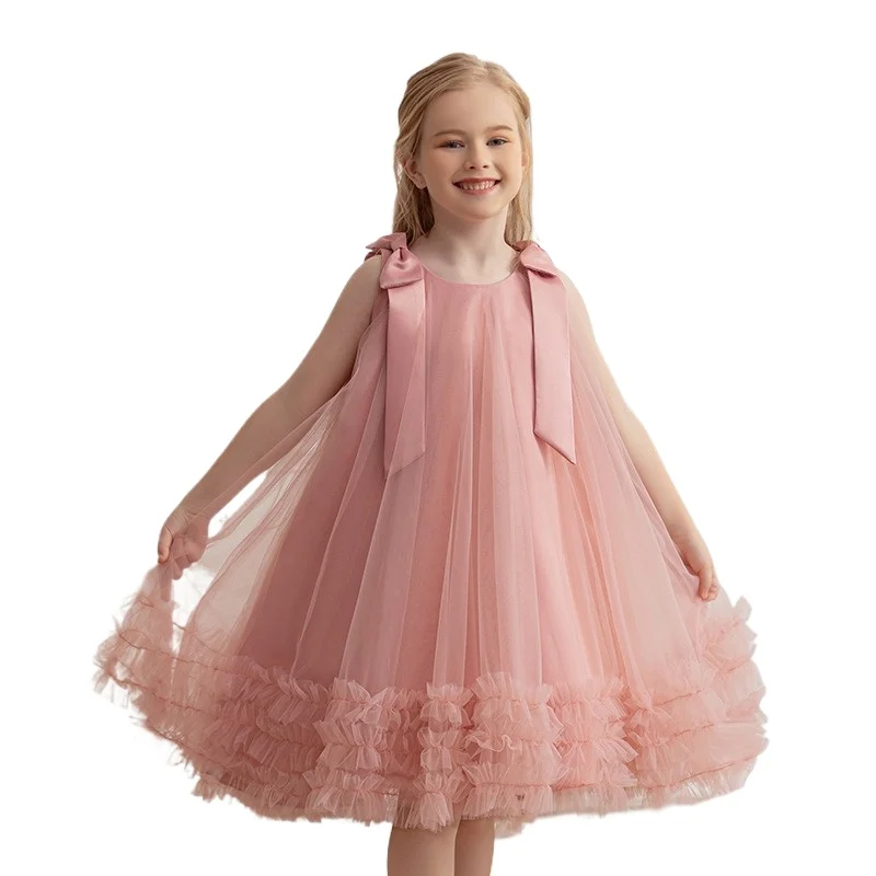 

Baby Girls' Sleeveless Princess Dress Kid's Bow Fluffy Tutu Skirt Sweet Gown for Piano Performances & Flower Girl Events