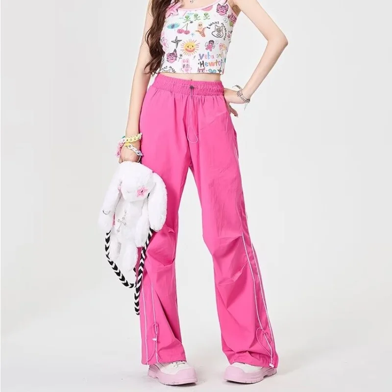 

2024 New Casual Vintage Waist Wide Leg Pant Women Sporty Style Harajuku Y2k Aesthetic Trouser Women Sweatpants Joggers Women