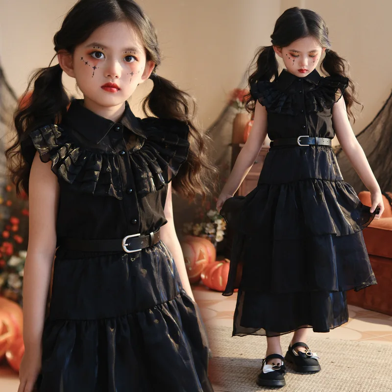

Halloween Children's Costume Addams Family Ghost Bride Vampire Dress Wednesday Cosplay Dress Girls' Clothing