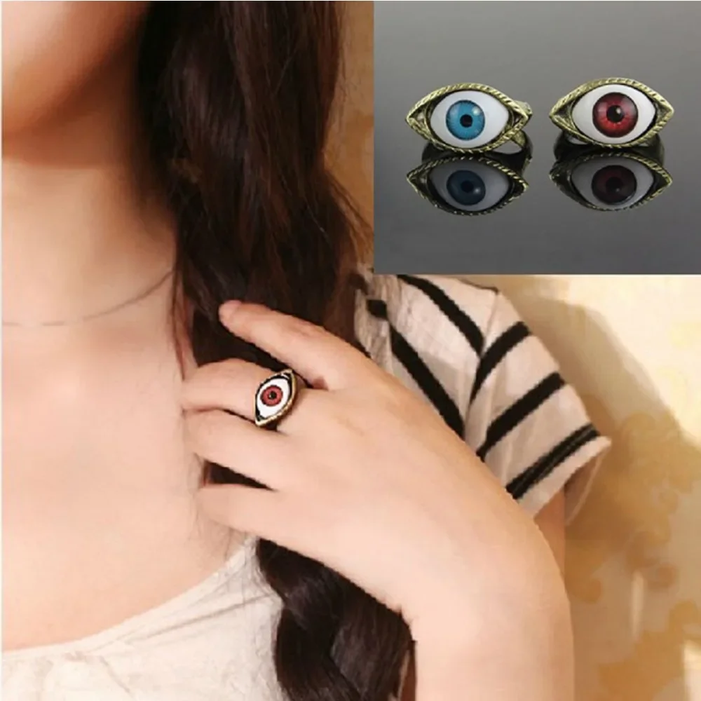 Vintage Gothic Fashion Hip Hop Devil\'s Eye Ring Vampire Punk Exaggerated Chic Ring Men\'s Personalized Creative Trend GiftJewelry