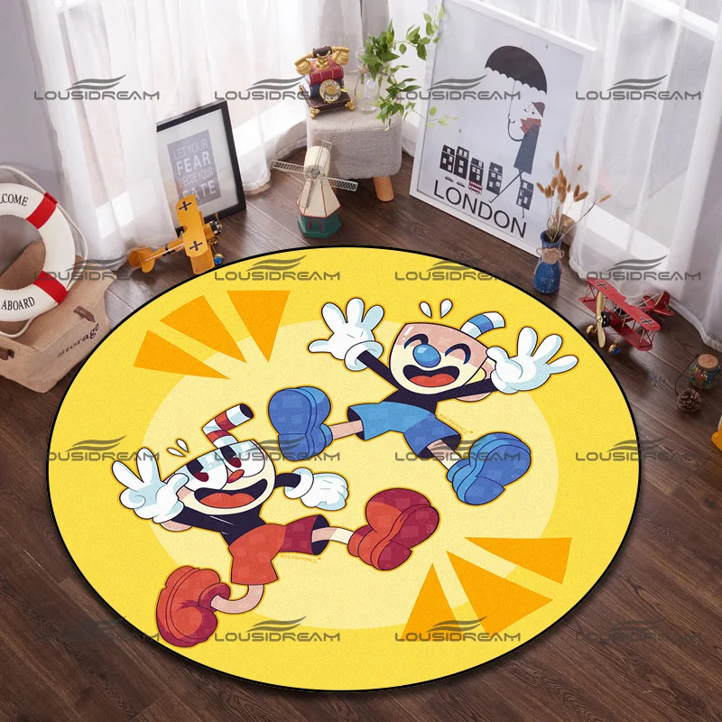 Klassieke Cartoon Game Karakter Patroon Tapijt Ronde Cuphead Tapijten Flanel Moderne Mode Tapijt Indoor Home Decor Vloermatten