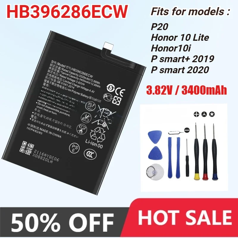 SWZY 3400mAh HB396286ECW Rechargeable Battery for Huawei P20  Honor10 Lite Honor 10i  P Smart+ 2019 P Smart 2020 Replacement Bat