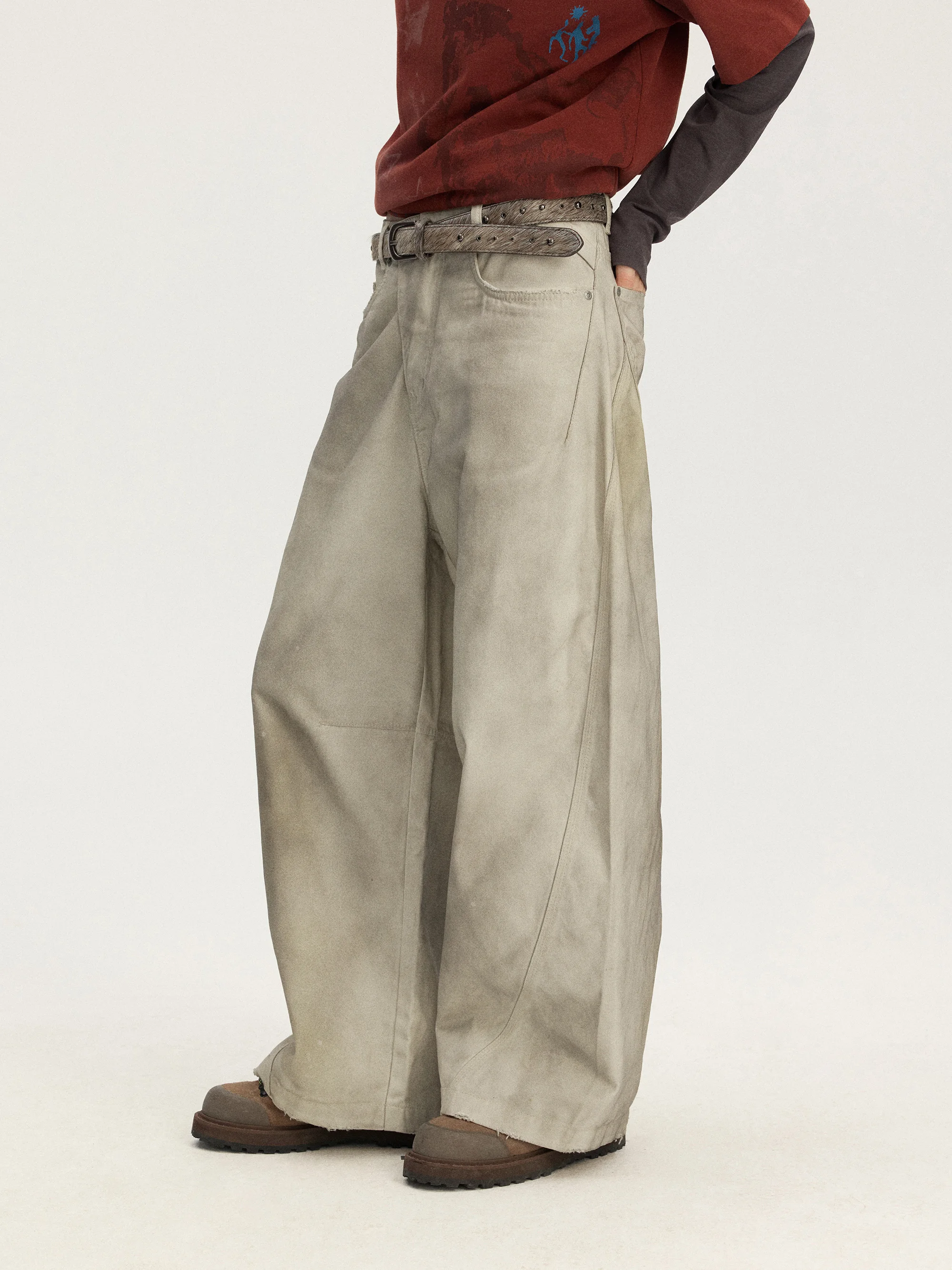 

Винтажные широкие джинсы Monterest с эффектом брызг чернил, из хлопка, с низкой посадкой, прямого кроя