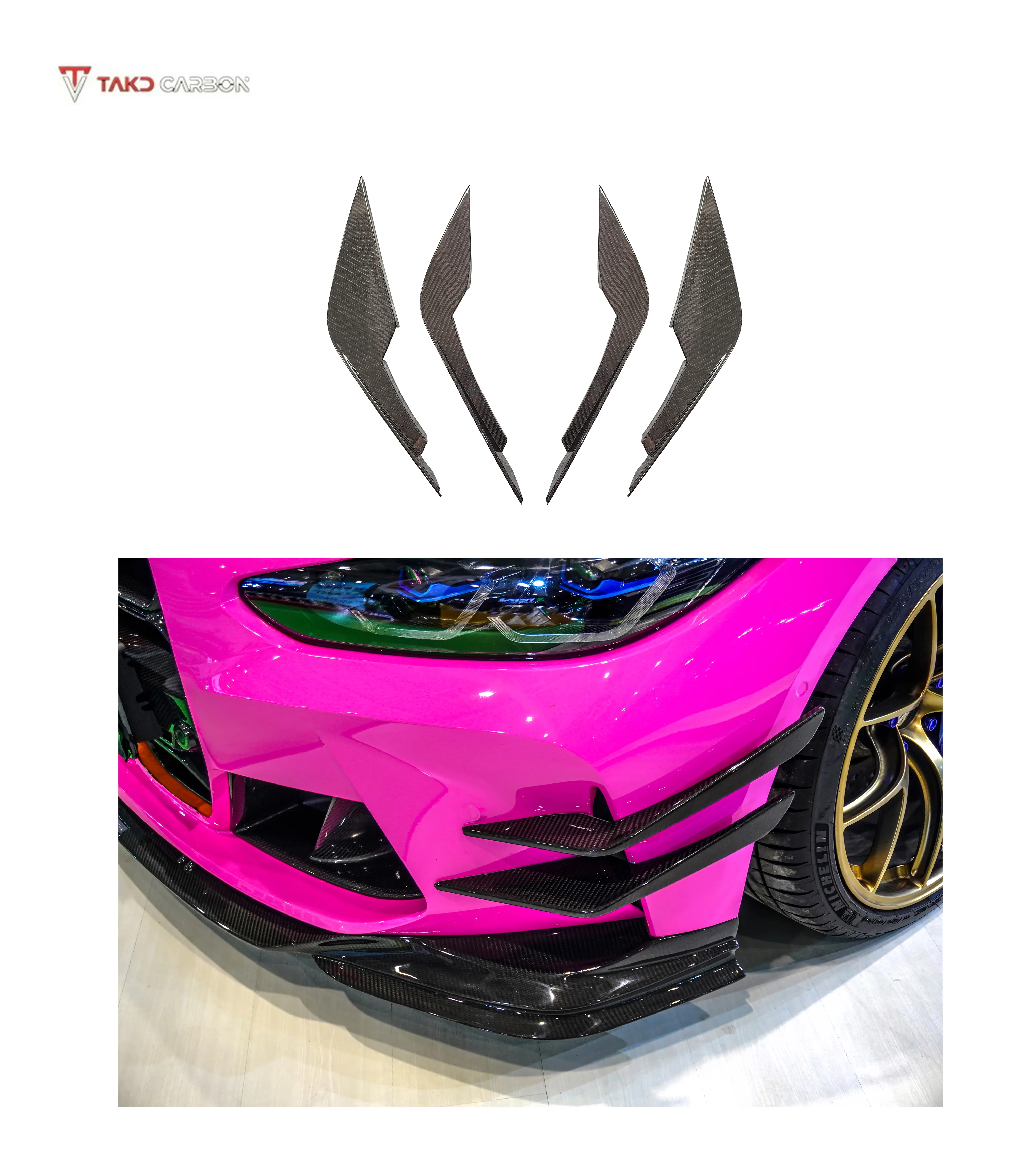 

2021-2023 for bmws M3 G80 M4 G82 Front Bumper Canards TAKD Style Carbon Fiber New Condition