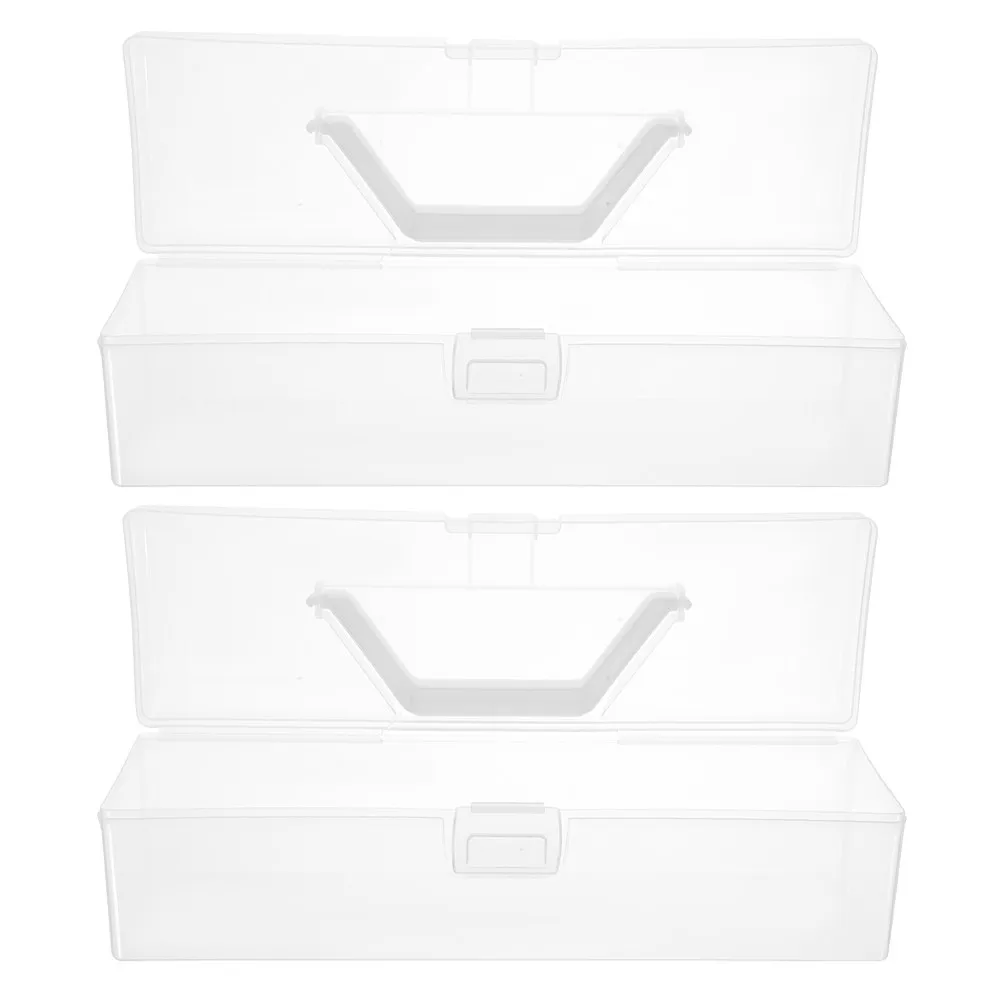 

2Pcs Supply Storage Box Spacious Compartment Design for Paint Brushes Pens Tools Transparent Organizer for Watercolor