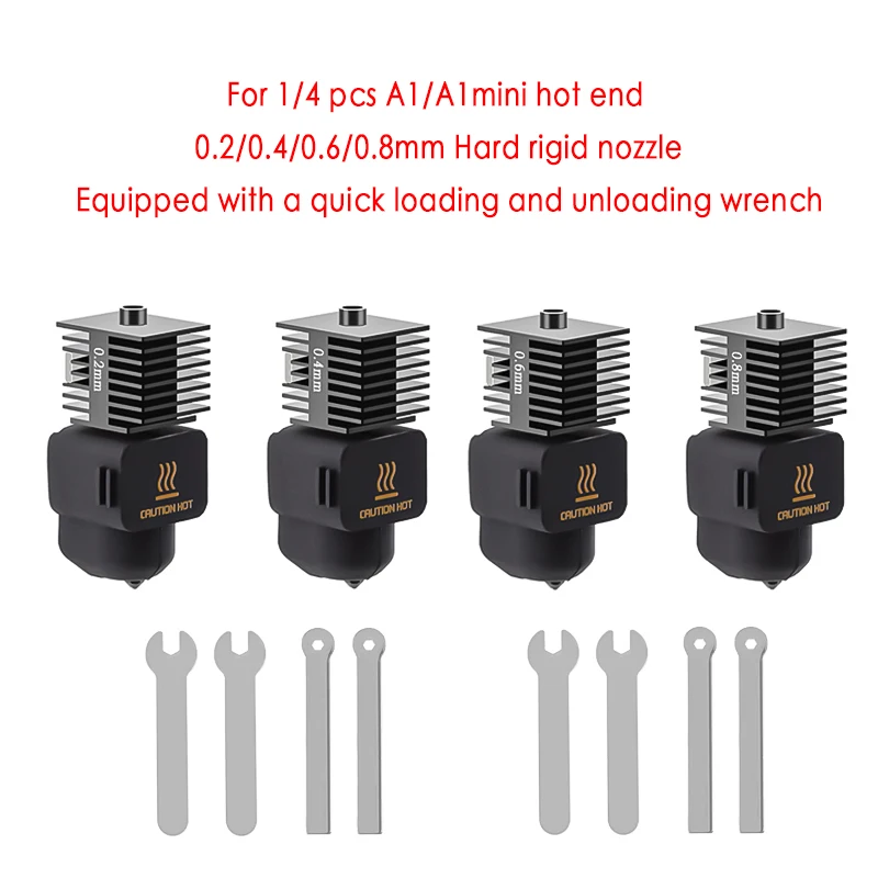 

Hotend Kit For Bambu Lab A1/A1 Mini Upgraded Hot End Assembly 0.2/0.4/0.6/0.8mm Hardened steel Nozzle 3D Printer Part