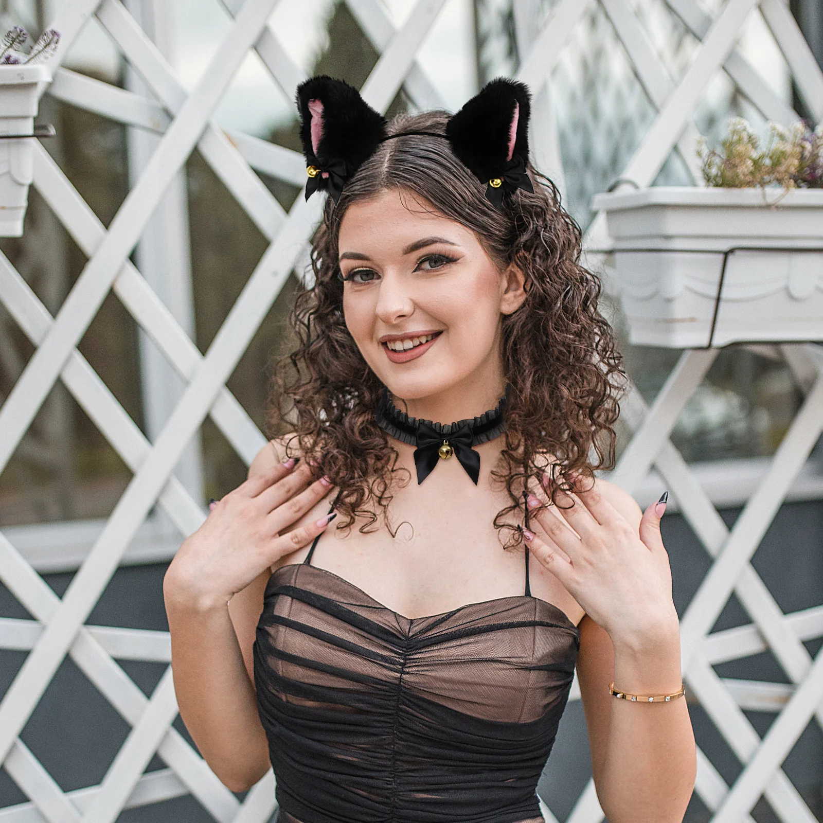 

1 комплект, 1 комплект, повязка на голову с кошачьими ушками, набор воротников для обручей для ушей, головной убор для косплея, вечерние аксессуары для волос, инструменты для укладки волос