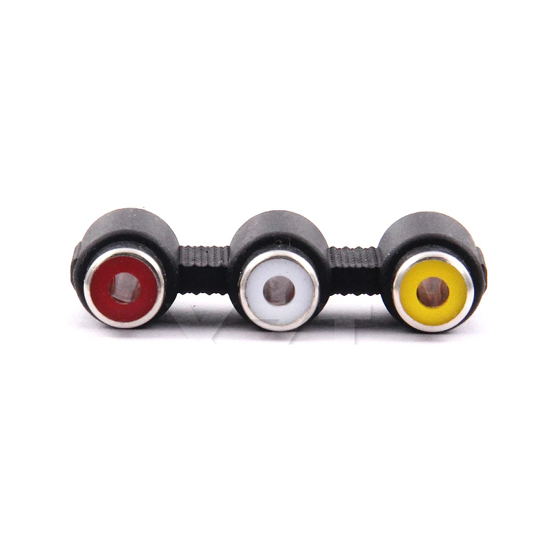 Conector de áudio e vídeo multifuncional 3 rca av acoplador mini 3rca fêmea para fêmea soquete adaptador conversor de extensão