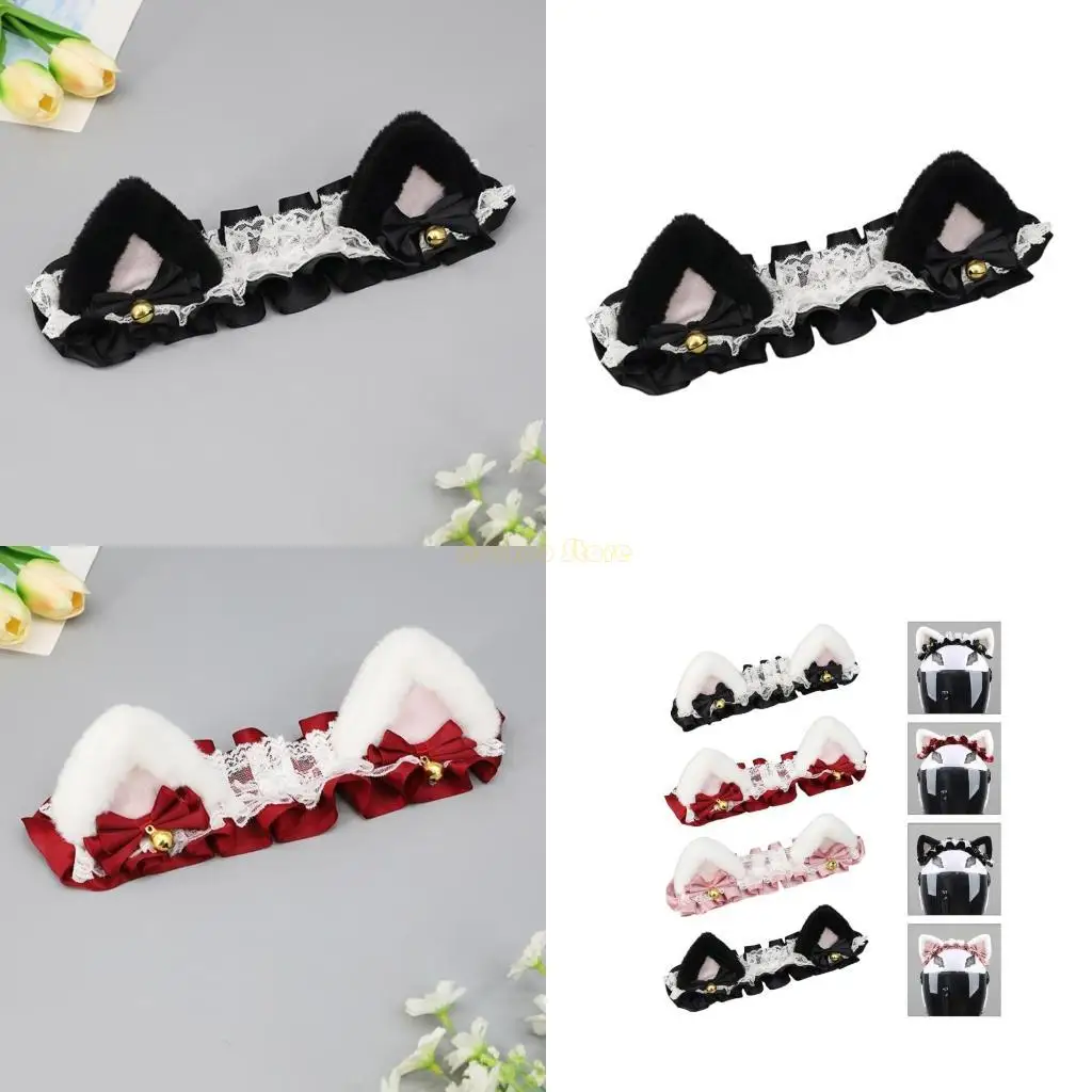 

31BF Sexy Ears Headband for Helmet Dark Kitten Ears Helmet Accessories