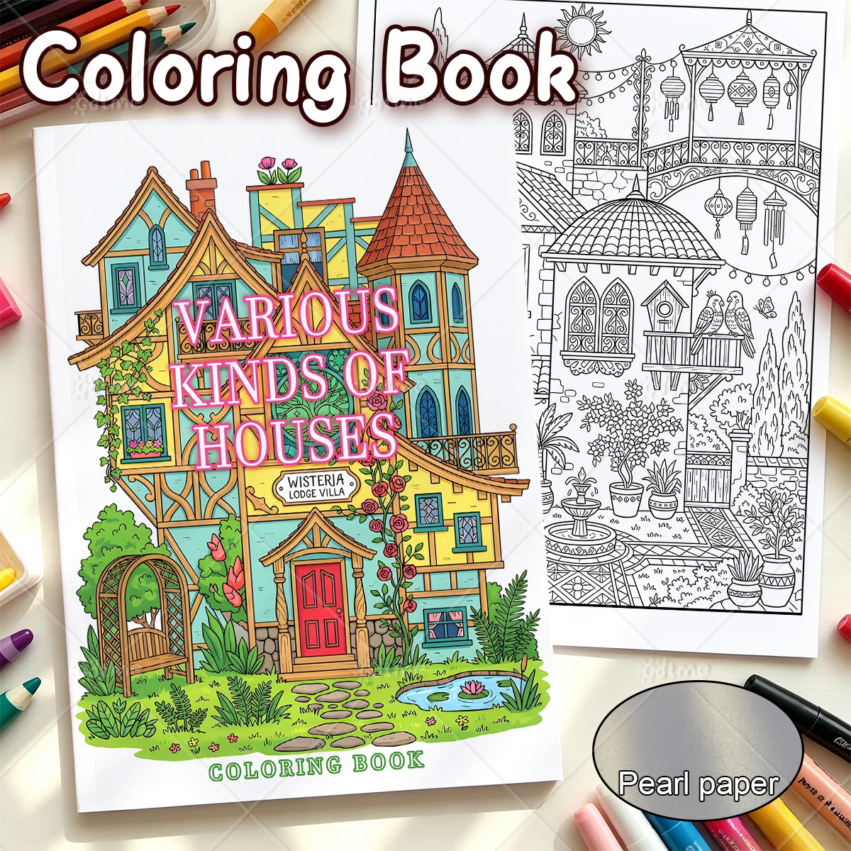 Fantasy Cottage Coloring Book Various Kinds of Magical Houses & Vintage Villa Coloring Pages for Adult Stress Relief Art Therapy