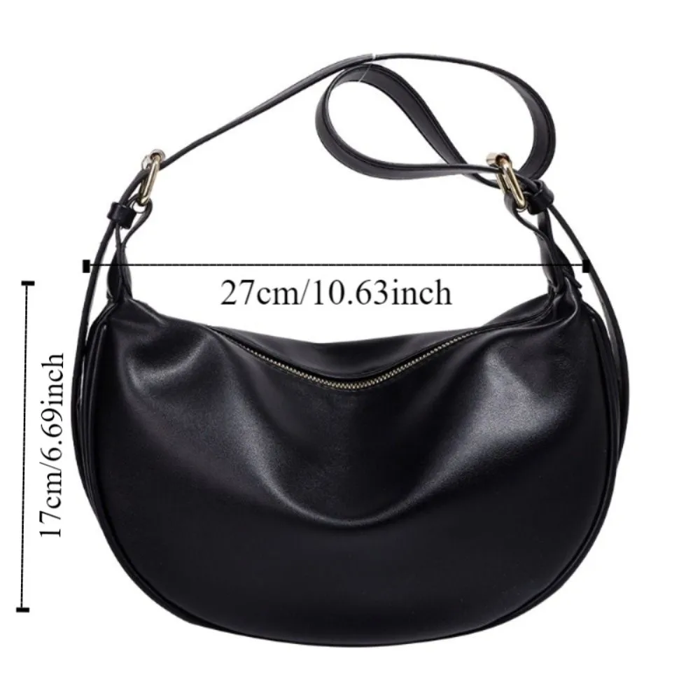 솔리드 컬러 빈티지 크로스바디 백 지퍼 한국 스타일 PU 가죽 숄더백 대용량 핸드백 언더암 덤플링 백