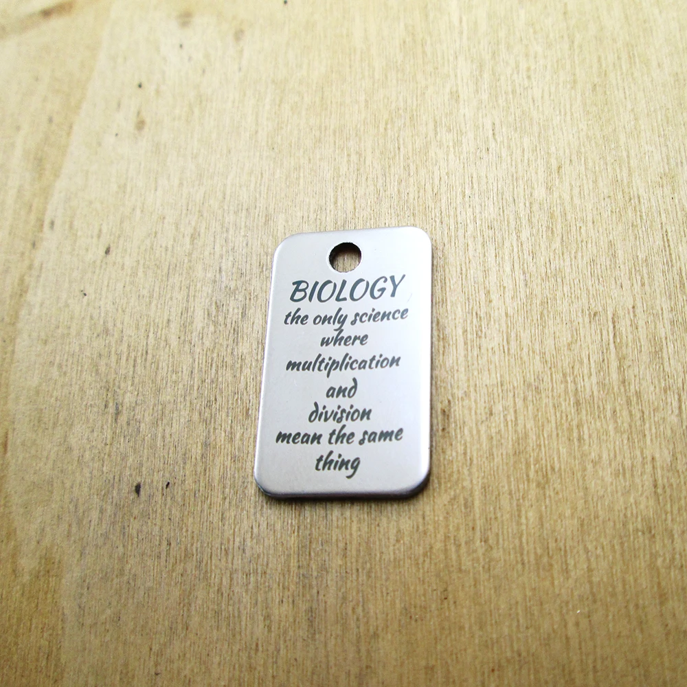 20pcs--Multiplication and division the same thing stainless steel charms Laser Engraved DIY Charms Pendants