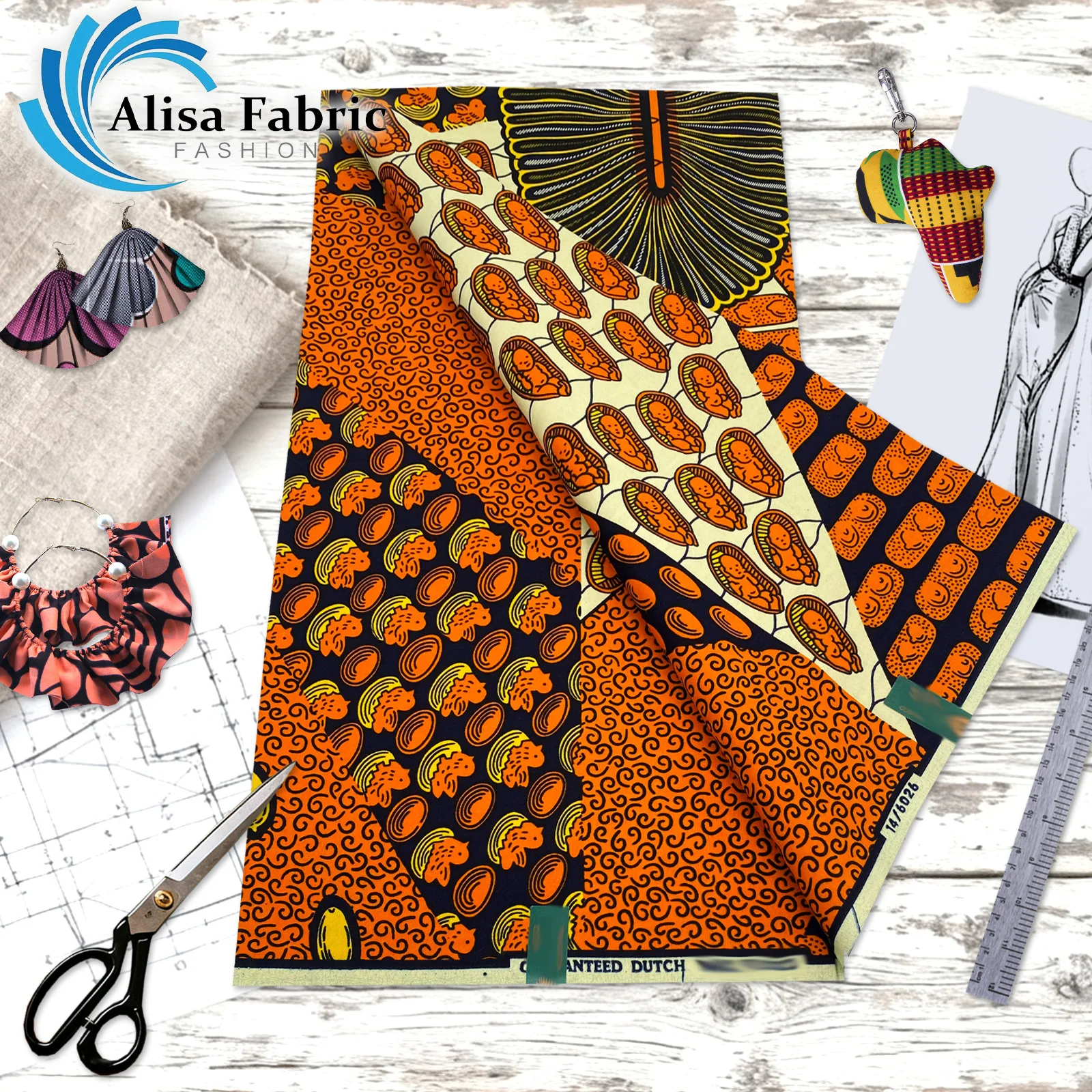 

Новейшая ткань из 100% хлопка с африканским восковым принтом «Голландий» 2026 года, оптом, 6 ярдов, для кутюр и платьев в африканском стиле для женщин