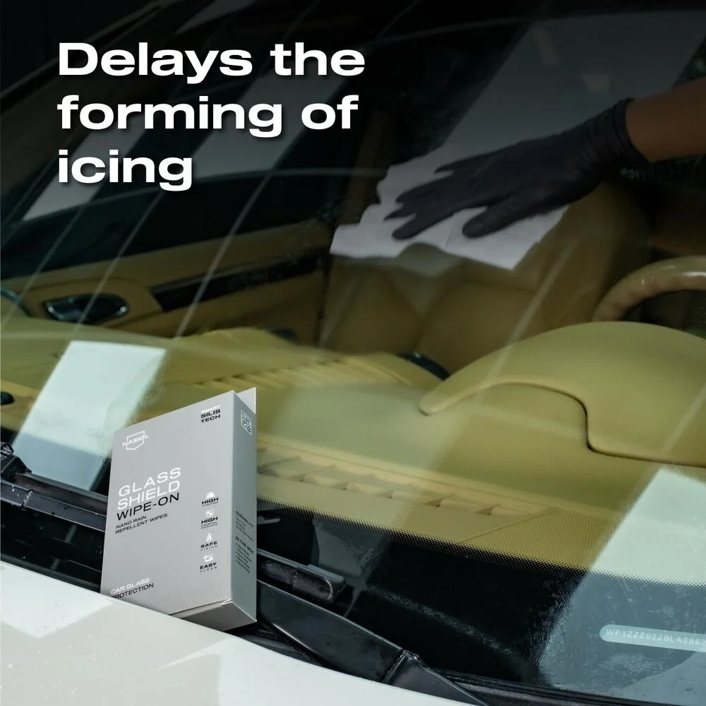 Nasiol GlasShield Wipe-On Nano Chuva Repelente Toalhetes Para Pára-brisas, 1 Ano