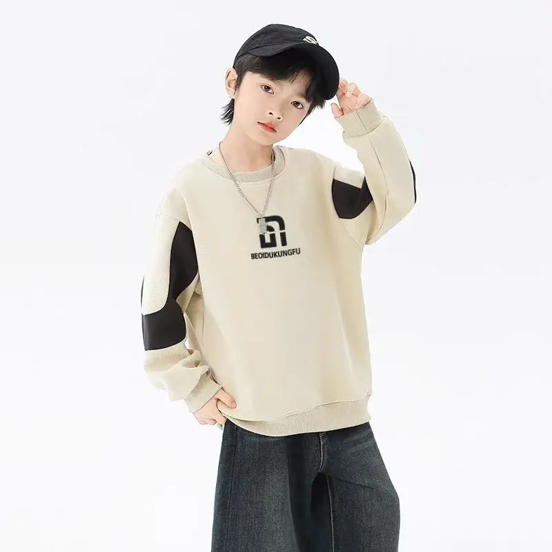 Sweatshirt Boys' Middle/Big Kids 2025 Spring/Autumn New Crewneck Stylish Base Layer Trendy Tops
