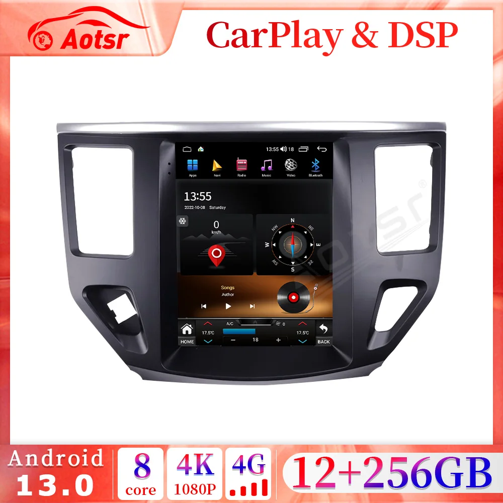 2din CarPlay Android 13 Tesla Car Multimedia Radio Player For Nissan Pathfinder 2012-2021 8+256G Auto Stereo GPS Navigation Unit