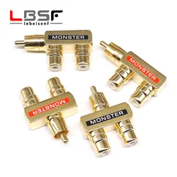 RCA one point two three-way plug monster lotus RCA one point two female AV one point two female audio adapter straight/elbow