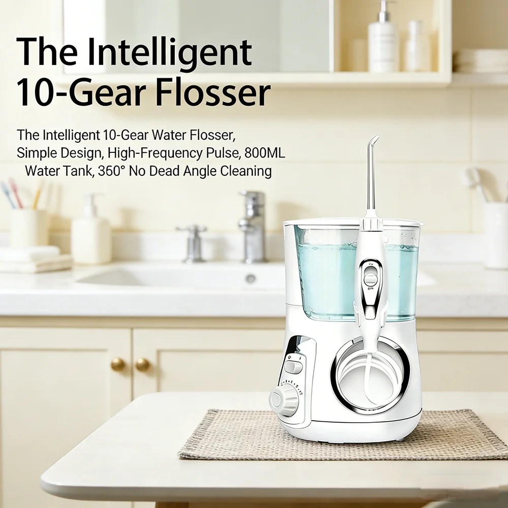 

Electric Oral Care Flosser 10 Modes 5 Nozzles 800ML Water Tank Dental Irrigator Fresh Breath Clean