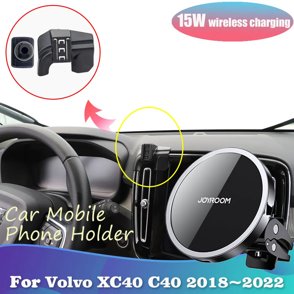 Car Phone Holder for Volvo XC40 C40 2018~2022 2019 2020 2021 GPS Clip Magnetic Stand Support Wireless Charging Accessorie iPhone