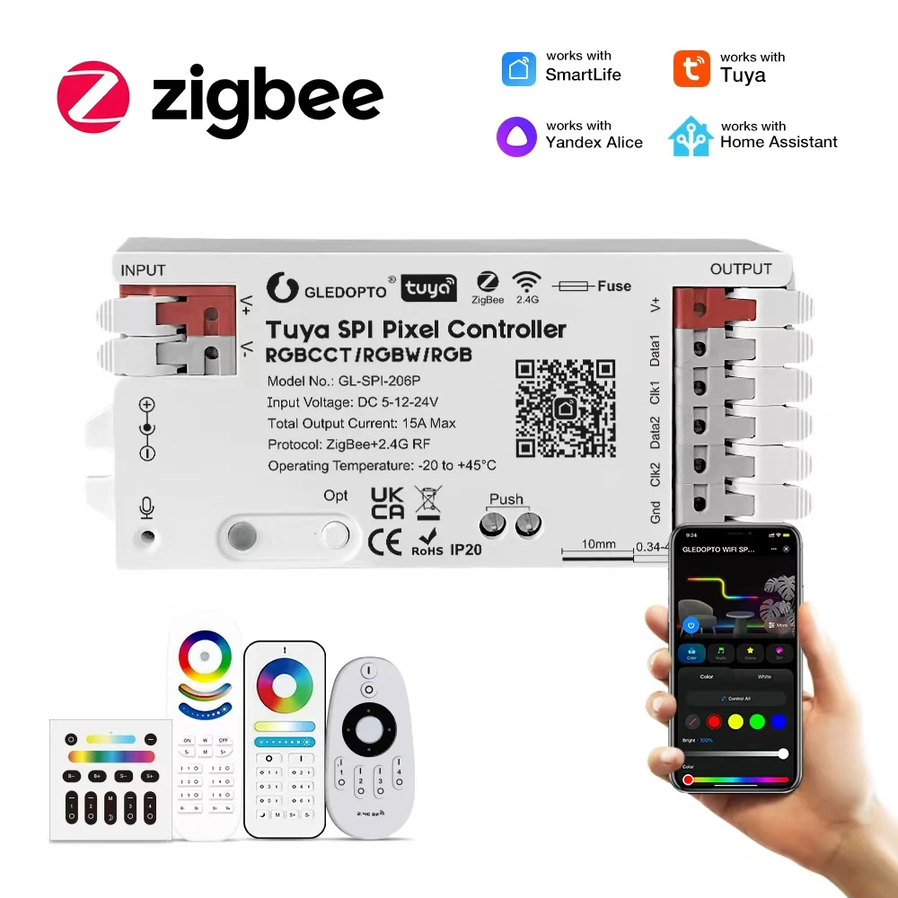 5NEW GLEDOPTO Elite 2D EXMU Ethernet ESP32 WLED Tuya Zigbee LED تحكم مع ميكروفون 20A فيوز لتقوم بها بنفسك ضوء ديناميكي لـ WS2811 SK6812 #4