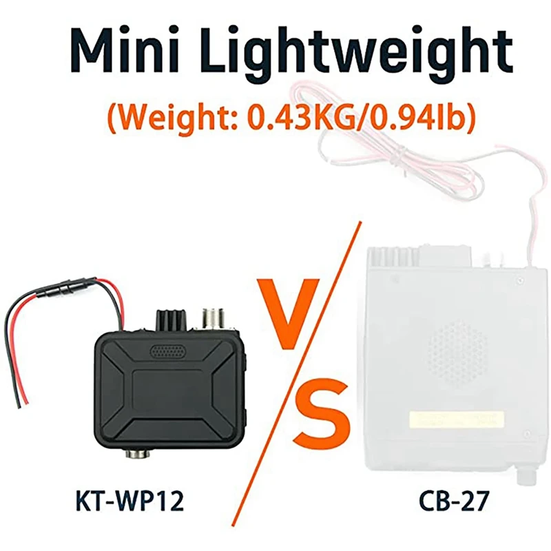 Imagem -02 - Mini Car Walkie Talkie Vhf Uhf Dual Band Microfone de Mão Display e Controle Scrambler Mini Rádio Móvel Reutilizável Kt-wp12