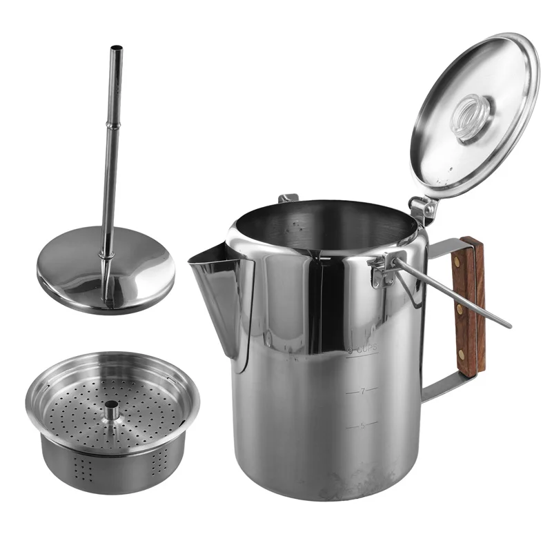 

Camping Coffee Pot Stainless Steel, Percolator Coffee Pot, For Outdoor 9 Cups For Group Camping, Hiking, RV And Travel-A03I