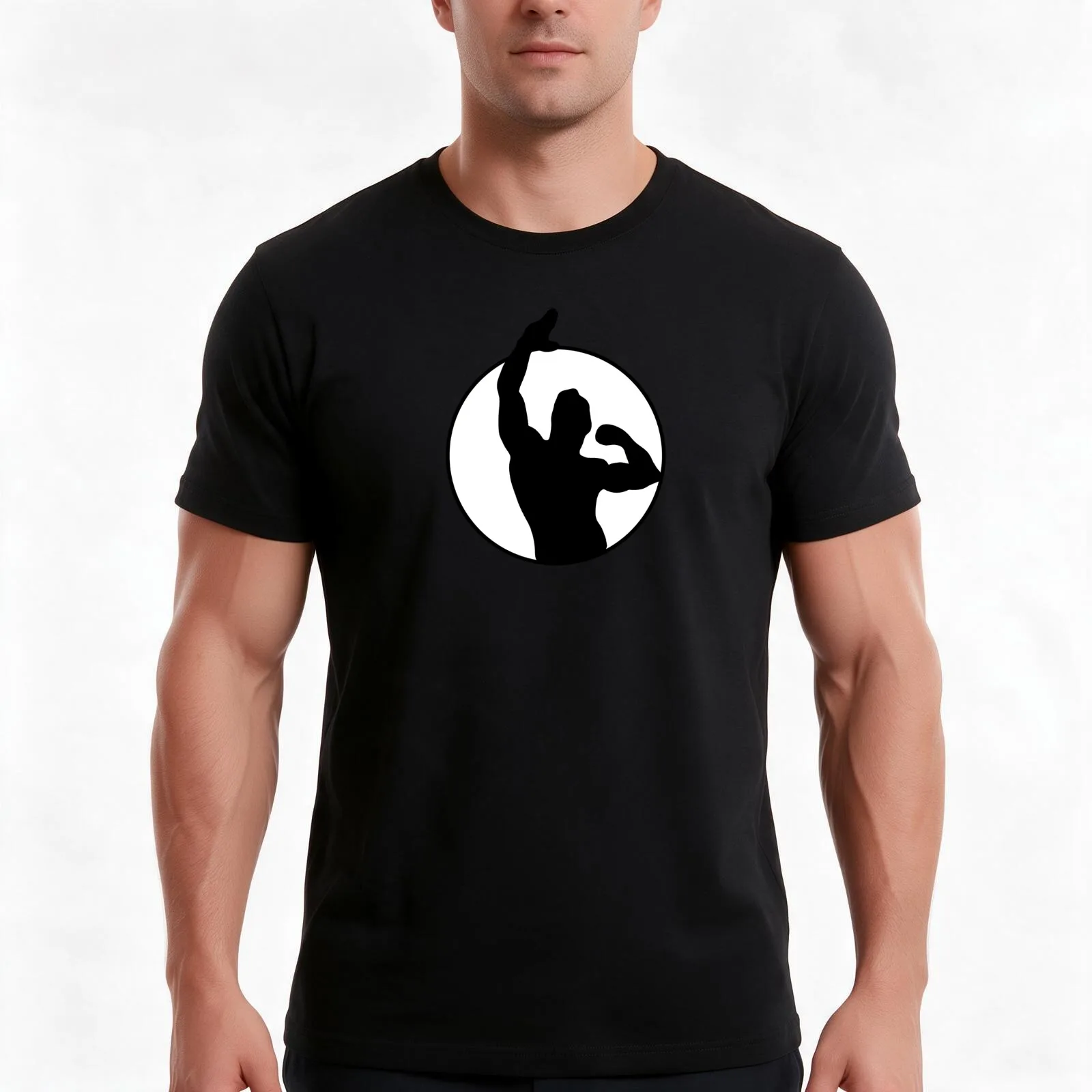 Zyzz Pose Silhouette Black T-Shirt, Summer Casual Cotton Tee, Oversized Streetwear Tops, Vintage Graphic Print, Unisex Men Women