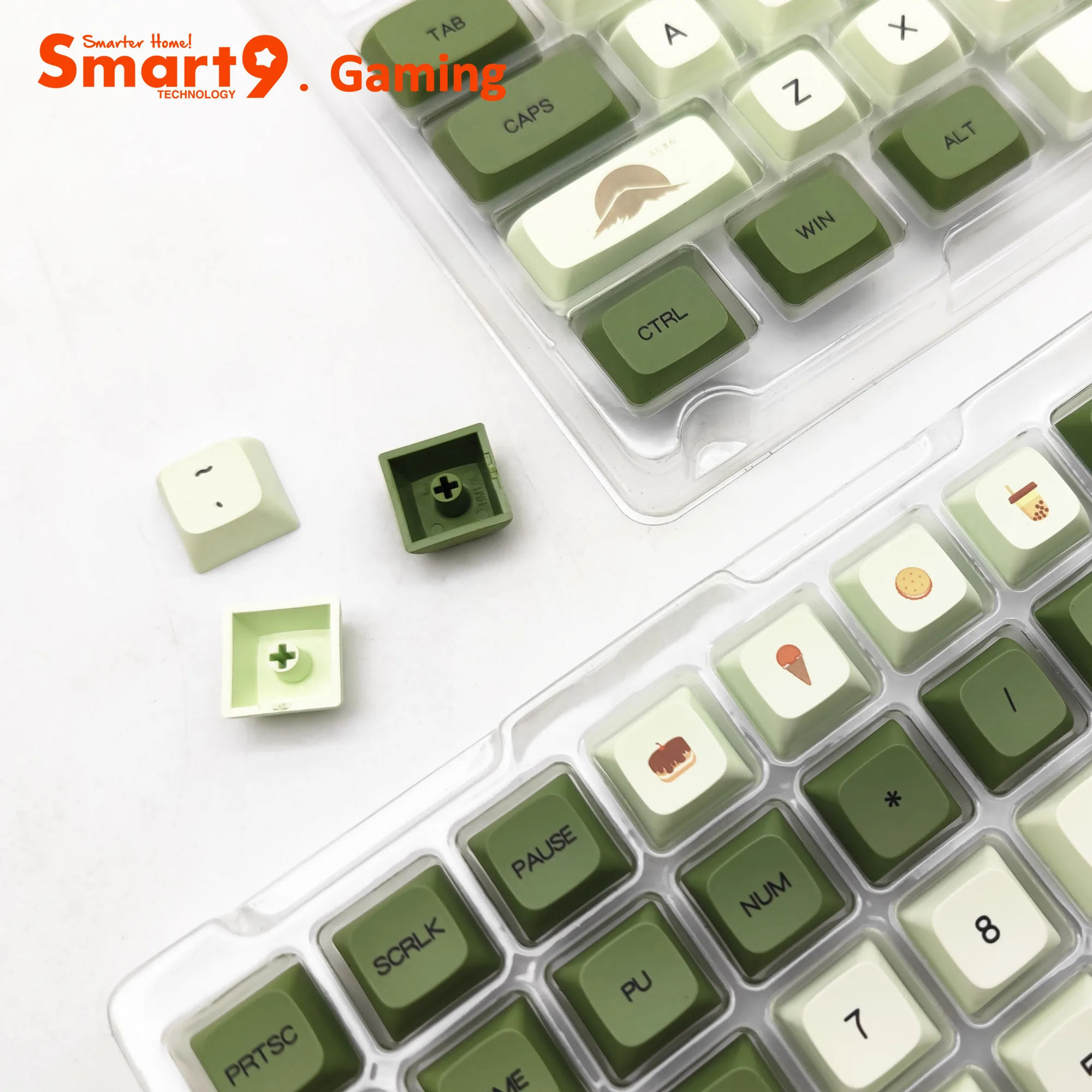 Smart9 PBT Dye Sub Keycaps XDA perfil Bee Milk Micro Light Matcha ColorWay Design Sublimation Print para teclados mecánicos