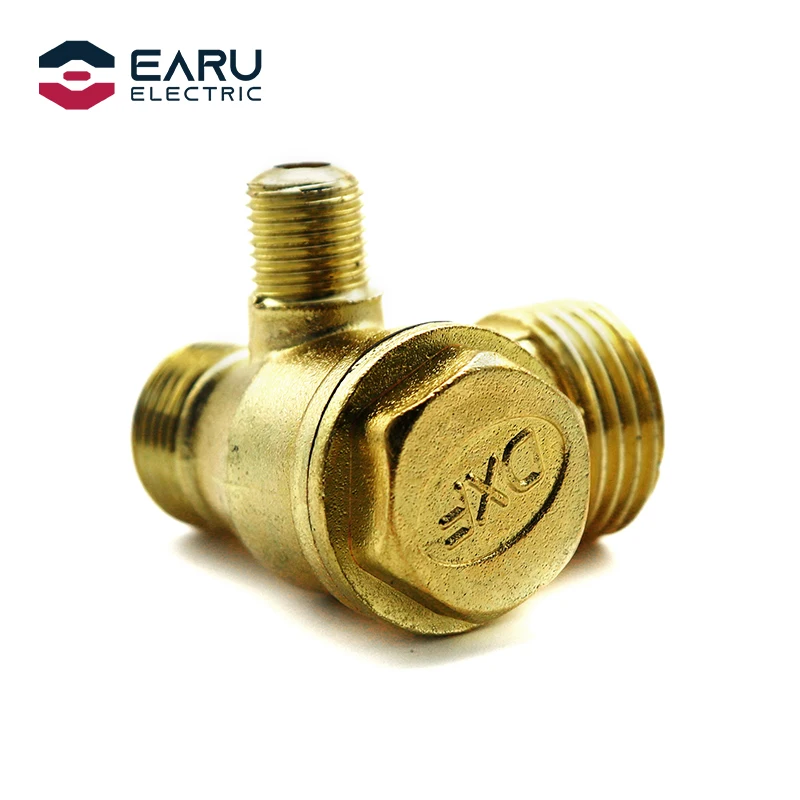Buitendraad 3 Way Metal Air Compressor Terugslagklep Gold Tone