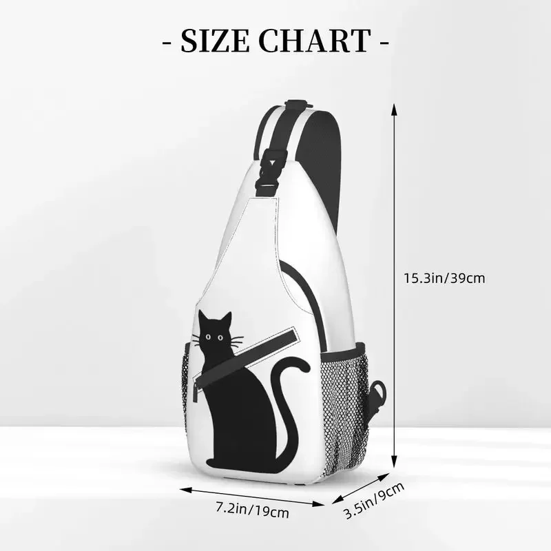 Bolsos bandolera de gato negro bonitos personalizados, mochila cruzada de pecho a la moda para hombre, mochila para ciclismo y Camping