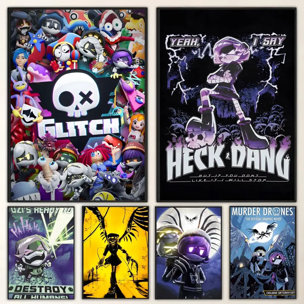 Poster HD art, waterproof, sticky wall, home decoration (living room, bedroom, bar), aesthetic Game M-Murder Drones