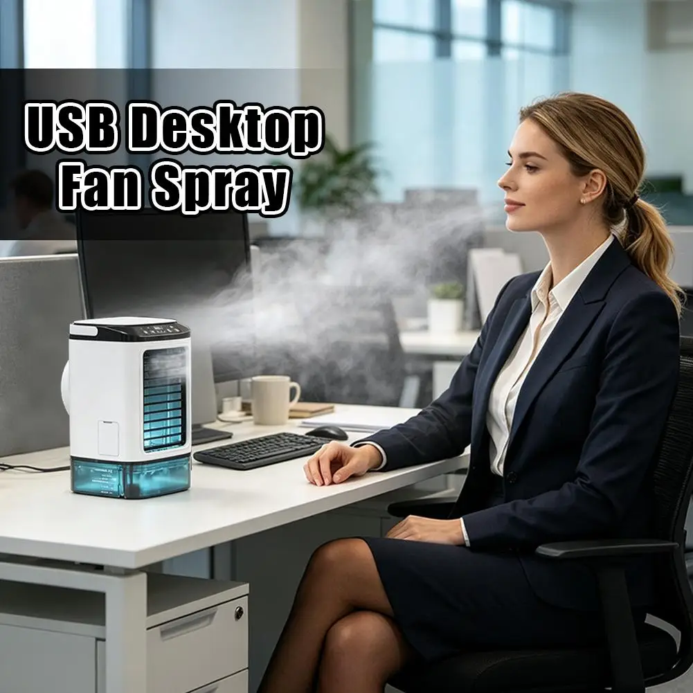 ミスト加湿器空気冷却器-usb-デスクトップファンミニ水冷ファン小型エアコンオフィス寮家庭用日常使用