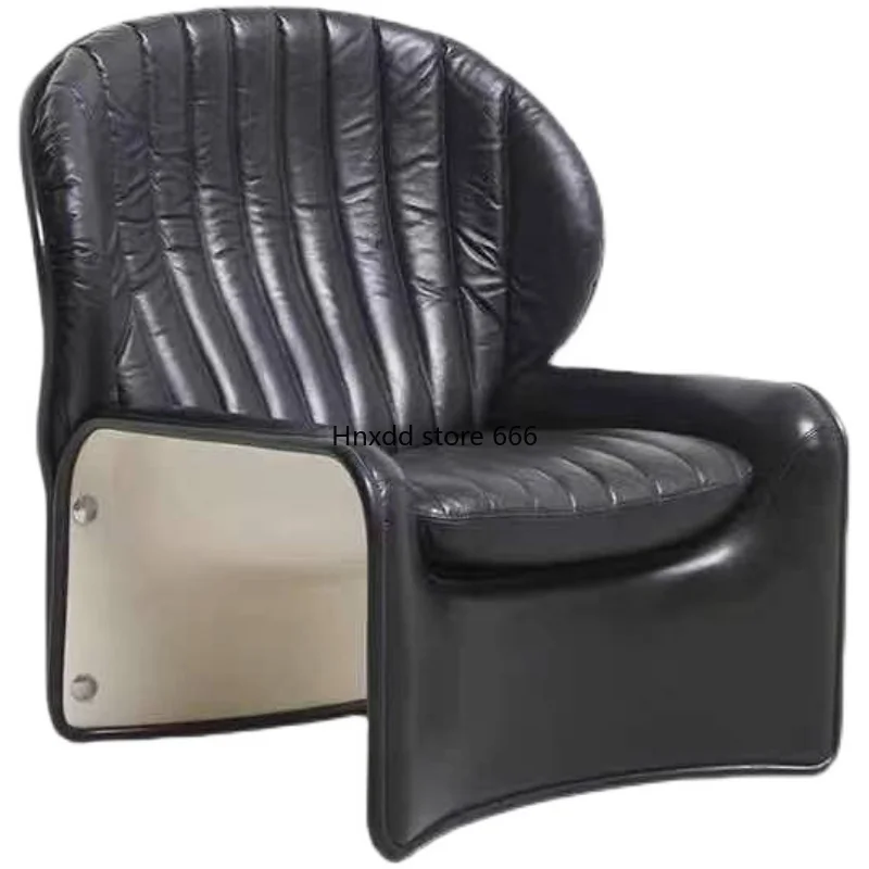 Leather lotus recliner model room negotiation chair hotel leisure chair