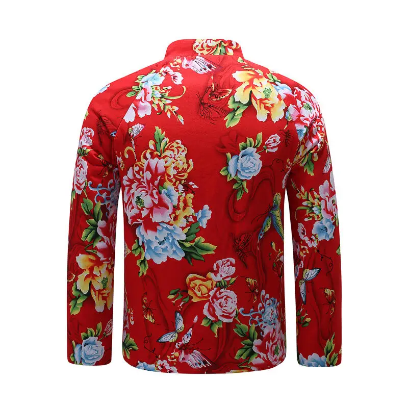 Chinese Style Print Parkas Jacket Men Winter Thick Flower Parkas Women Vintage Coat Casual Harajuku Couple Outwear Men Clothing