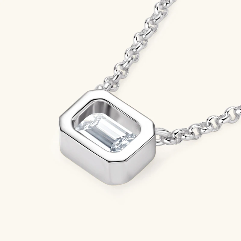 OXTAO ريال 925 فضة الزمرد قطع 5x6.5mm1.0ct مويسانيتي قابل للتعديل سلسلة قلادة قلادة السيدات هدية عيد ميلاد مجوهرات #4