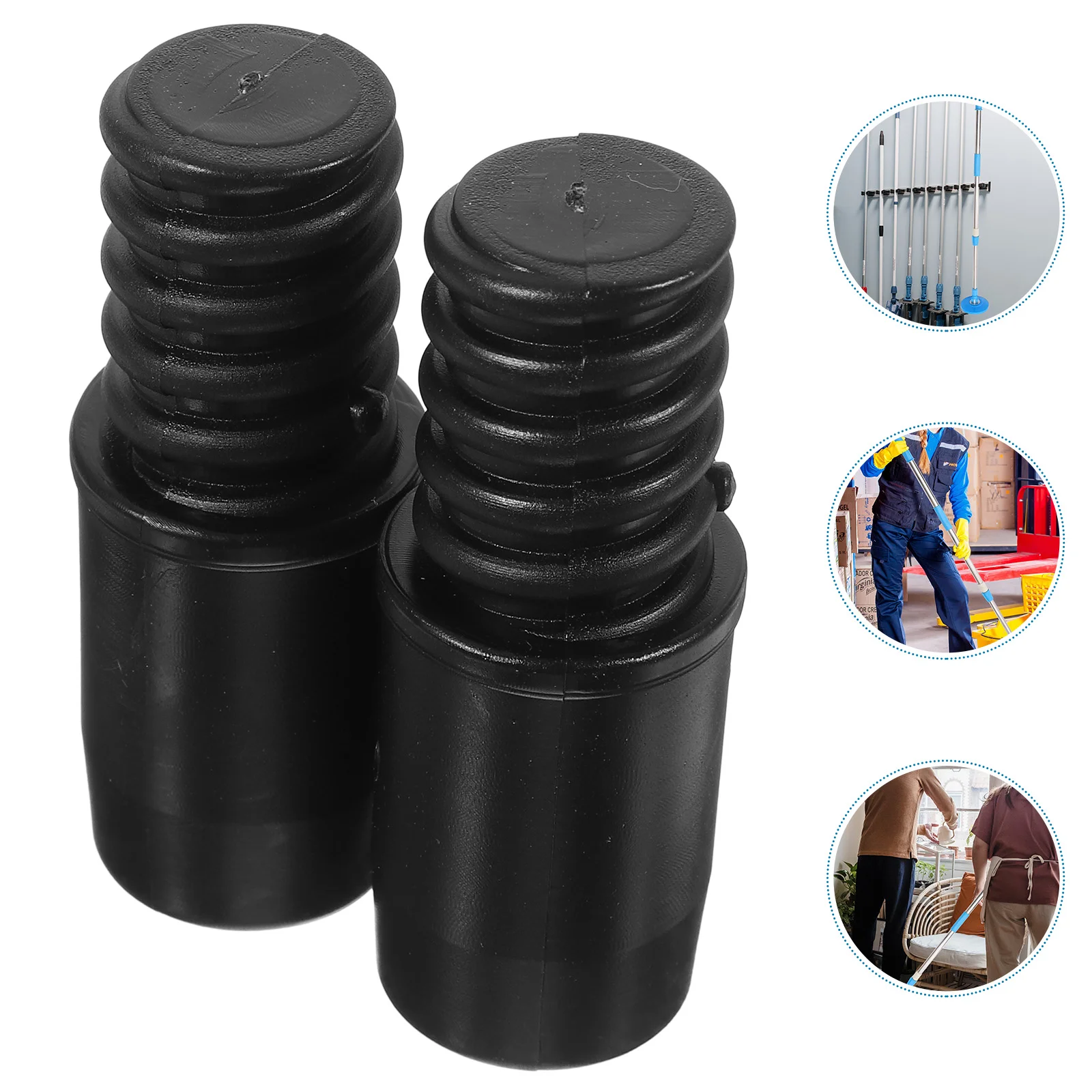 

2pcs Commercial Broom Handle End Adapter Threaded Tips Sweeping Broom Handle Threaded Adapters broom handle threaded end