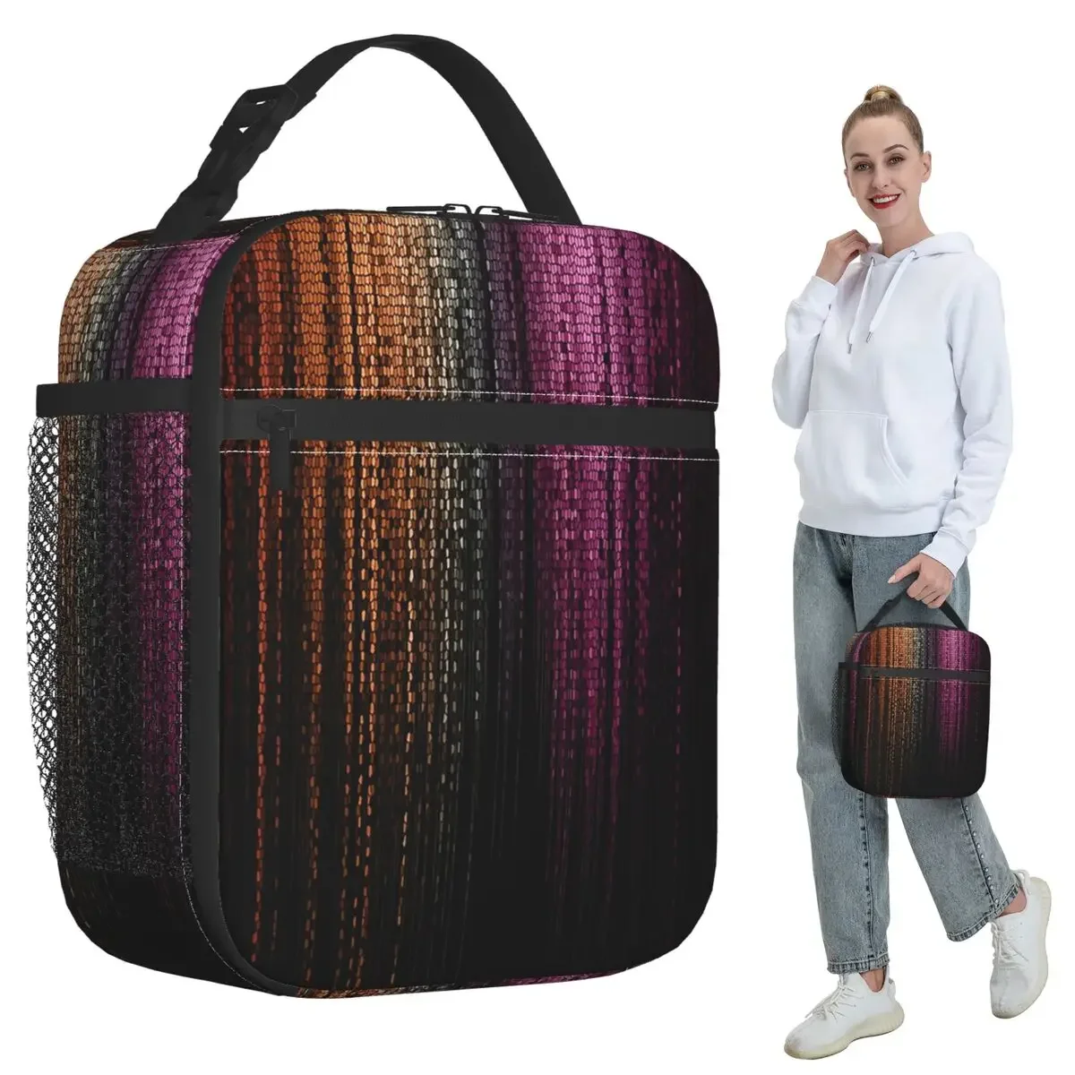 Faux Glitter Rainbow Pride Flag LGBT Gay Lesbian Insulated Lunch Bag Office Cooler Thermal Food Box Tote Leakproof Lunch Boxes