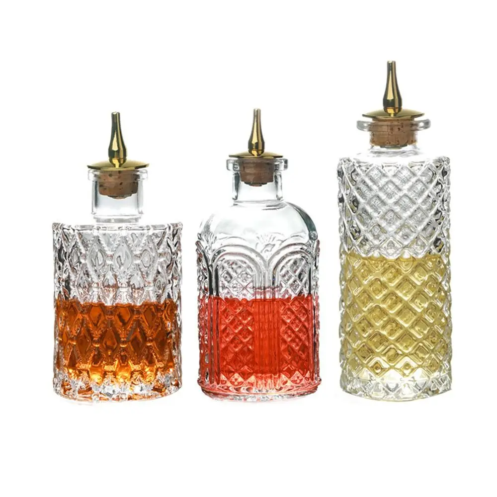 

Exquisite Vintage Bottle of Bitters Luxury Glass Via Bartender Bottle Clear Multi-function Bitter Dispenser Bottle Bar Supplies