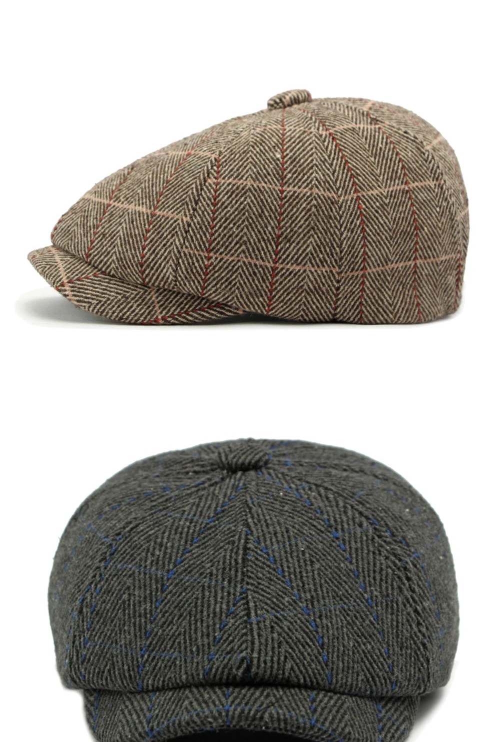HT4557 Männer Frauen Berets Neue Herbst Winter Hut Retro Achteckige Flache Kappe Künstler Maler Baskenmütze Hut Männlich Weiblich Plaid Ivy Baskenmütze Kappe – Detail 6