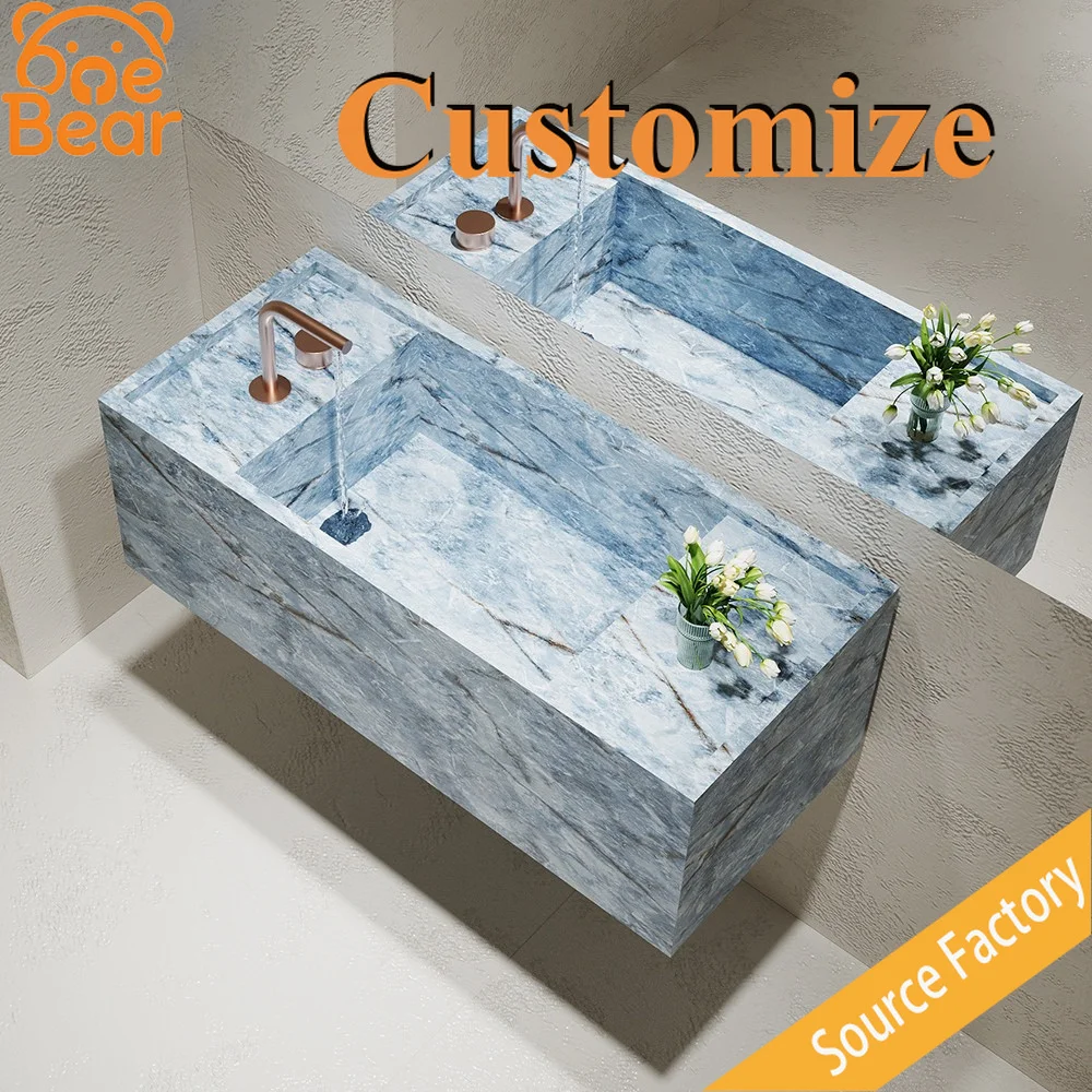 

Customizable Hand Polished Marble Sink, Smooth Surface Stone Basin, Comfortable Wash Sink for Family。